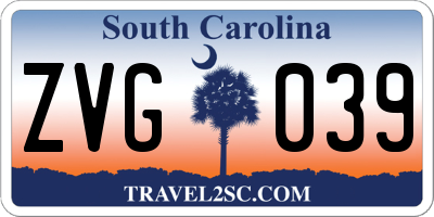 SC license plate ZVG039