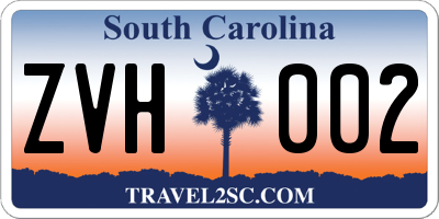 SC license plate ZVH002