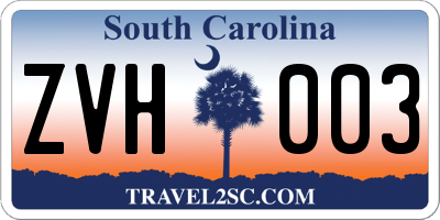 SC license plate ZVH003