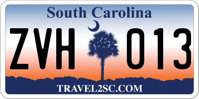SC license plate ZVH013