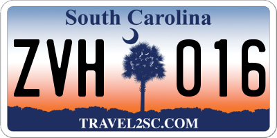 SC license plate ZVH016