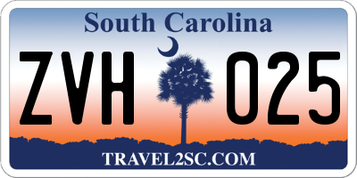 SC license plate ZVH025