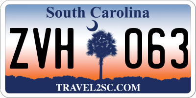 SC license plate ZVH063