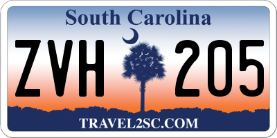 SC license plate ZVH205
