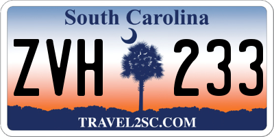 SC license plate ZVH233