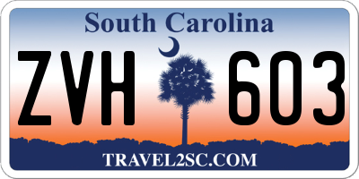 SC license plate ZVH603