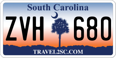 SC license plate ZVH680