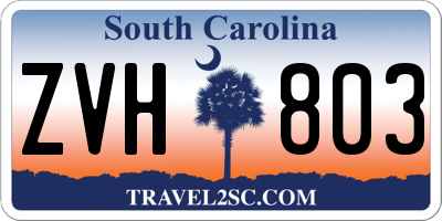SC license plate ZVH803