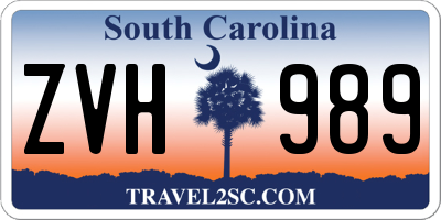 SC license plate ZVH989