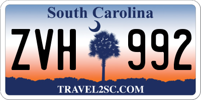 SC license plate ZVH992