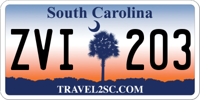 SC license plate ZVI203