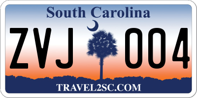 SC license plate ZVJ004