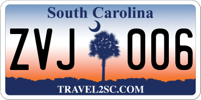SC license plate ZVJ006