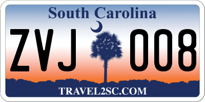 SC license plate ZVJ008