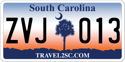 SC license plate ZVJ013