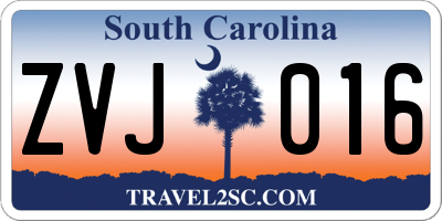 SC license plate ZVJ016