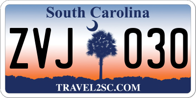 SC license plate ZVJ030