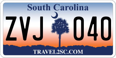 SC license plate ZVJ040