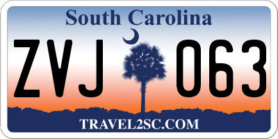 SC license plate ZVJ063