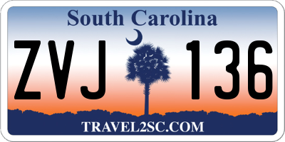 SC license plate ZVJ136