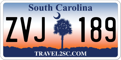 SC license plate ZVJ189