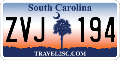 SC license plate ZVJ194