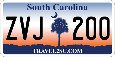 SC license plate ZVJ200