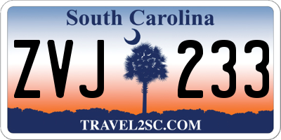 SC license plate ZVJ233