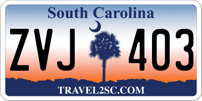 SC license plate ZVJ403