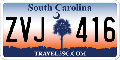 SC license plate ZVJ416