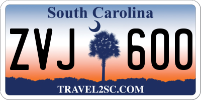 SC license plate ZVJ600