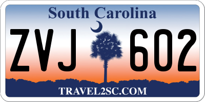 SC license plate ZVJ602