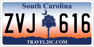 SC license plate ZVJ616