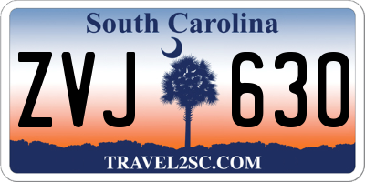 SC license plate ZVJ630