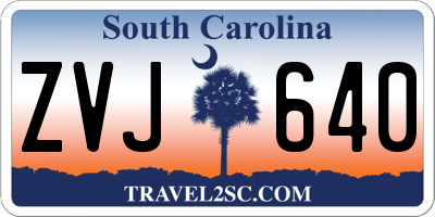 SC license plate ZVJ640