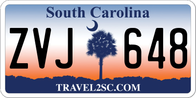 SC license plate ZVJ648