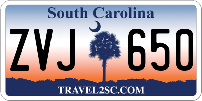 SC license plate ZVJ650