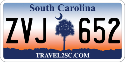 SC license plate ZVJ652