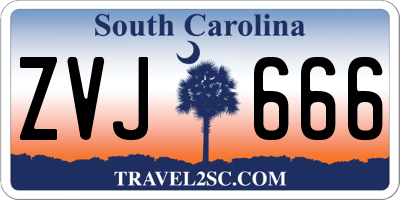 SC license plate ZVJ666