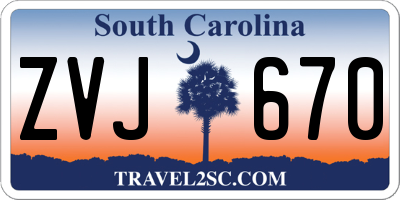 SC license plate ZVJ670