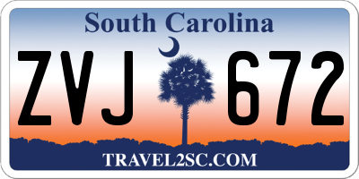 SC license plate ZVJ672