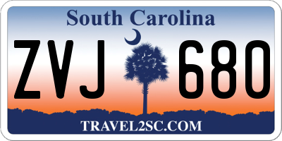 SC license plate ZVJ680