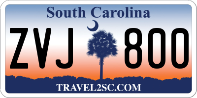 SC license plate ZVJ800