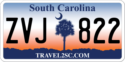 SC license plate ZVJ822