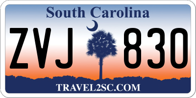 SC license plate ZVJ830