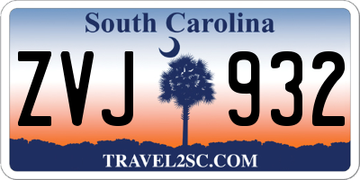 SC license plate ZVJ932