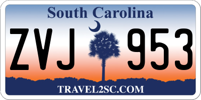 SC license plate ZVJ953