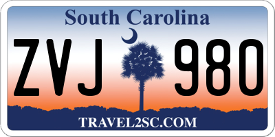 SC license plate ZVJ980
