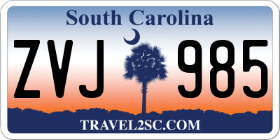 SC license plate ZVJ985