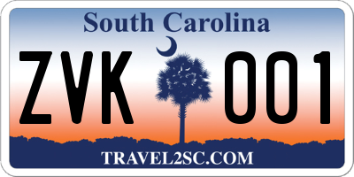SC license plate ZVK001